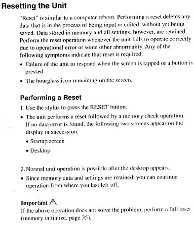 Casio E10 Hard reset Soft reset