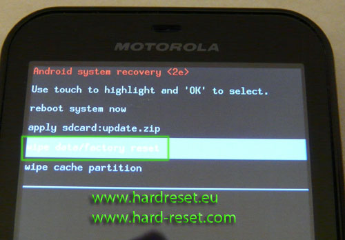 Motorola DEFY hard reset